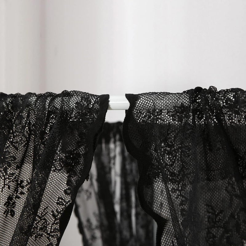 WANFASO Black French Lace Canopy Bed Curtain Queen, Gothic Style Bed Canopy for Girls Bed Scarf Room Decor - Image 5